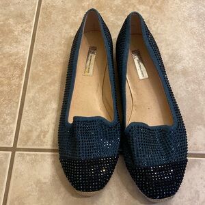INC international concept rhinestone Navy flat loafers